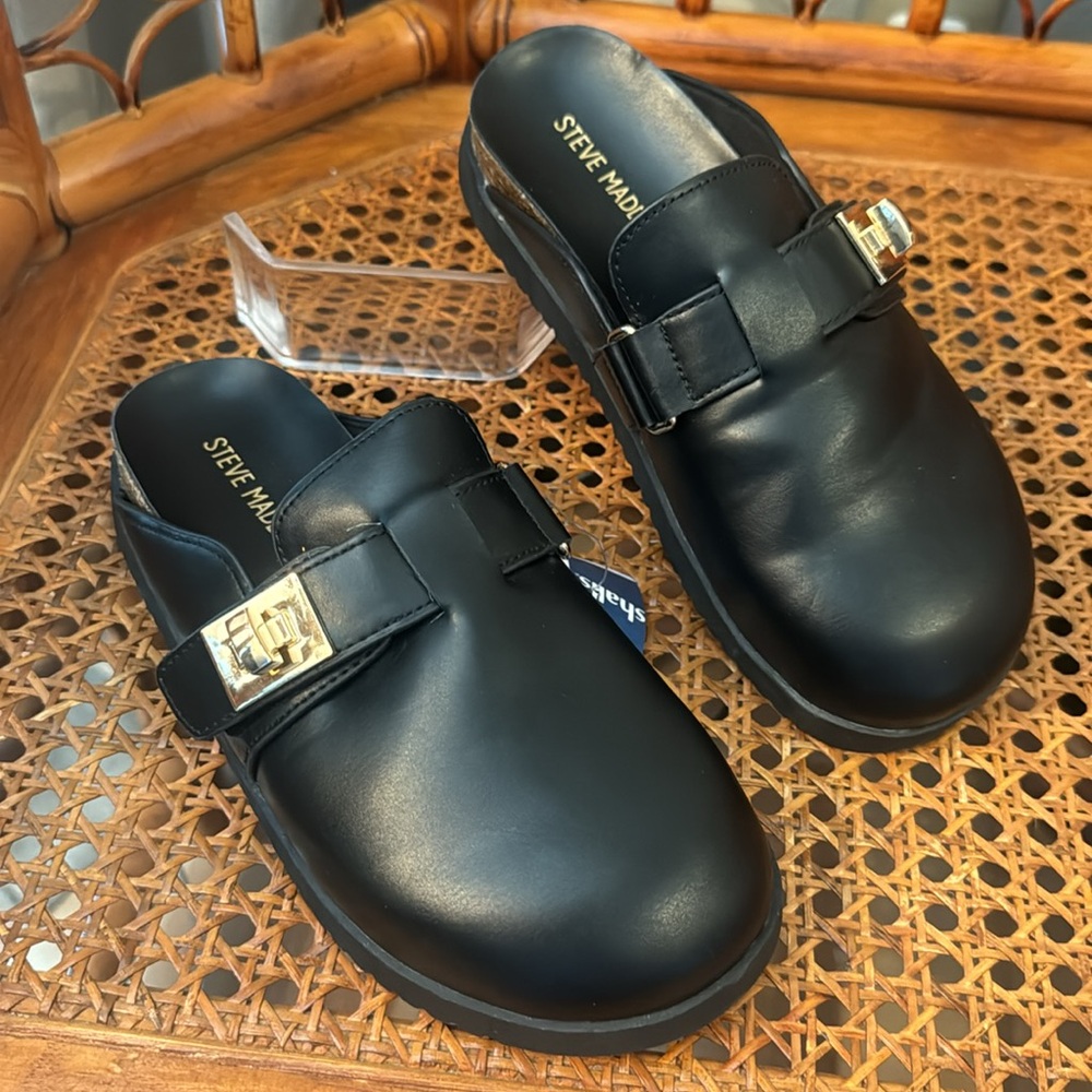 Steve Madden Girls Black Slip-On Mules Size 2